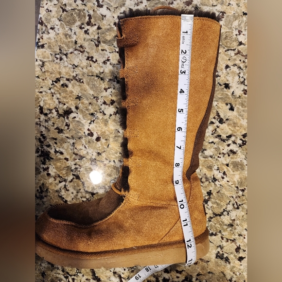 Ugg Appalachian Uptown Moccasin Size 8 Knee High Lace Up Lt Brn W Drk Brn Fur - Picture 7 of 7